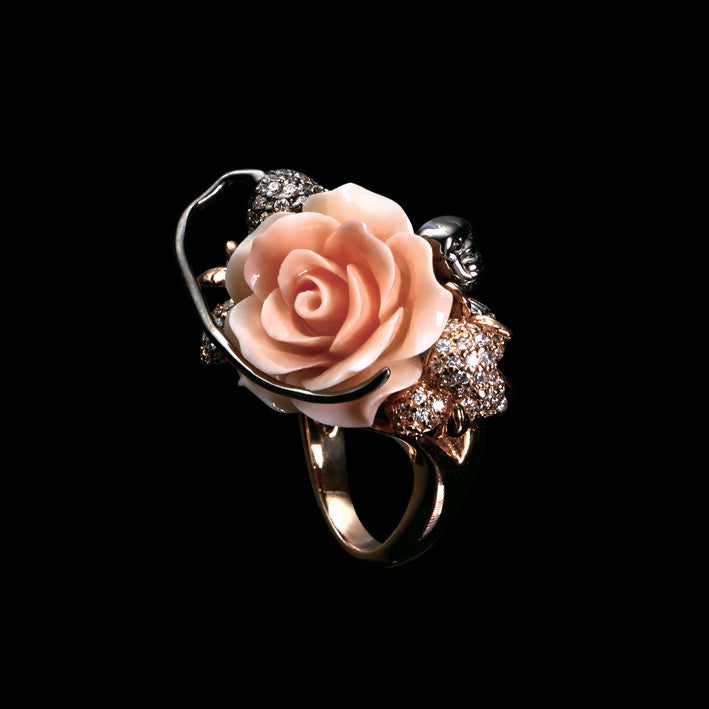 Rose Monkey Ring, Ring, Anabela Chan Joaillerie - Fine jewelry with laboratory grown and created gemstones hand-crafted in the United Kingdom. Anabela Chan Joaillerie is the first fine jewellery brand in the world to champion laboratory-grown and created gemstones with high jewellery design, artisanal craftsmanship and a focus on ethical and sustainable innovations.